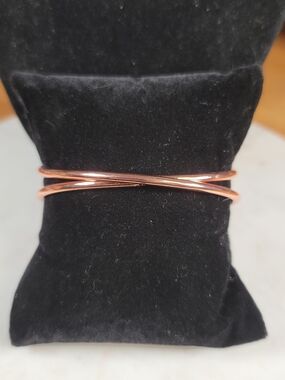 Copper Double Band Infinity Crossover Cuff Bracelet